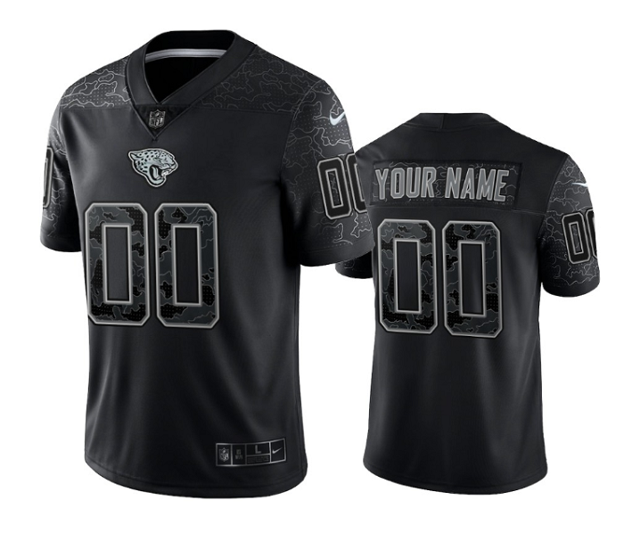 Men's Jacksonville Jaguars Customized Customized Black Reflective Limited Stitched Jersey Men's Jacksonville Jaguars Customized Customized Black Reflective Limited Stitched Jersey